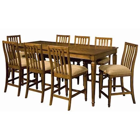 9 Piece Counter Height Leg Table & Chair Set